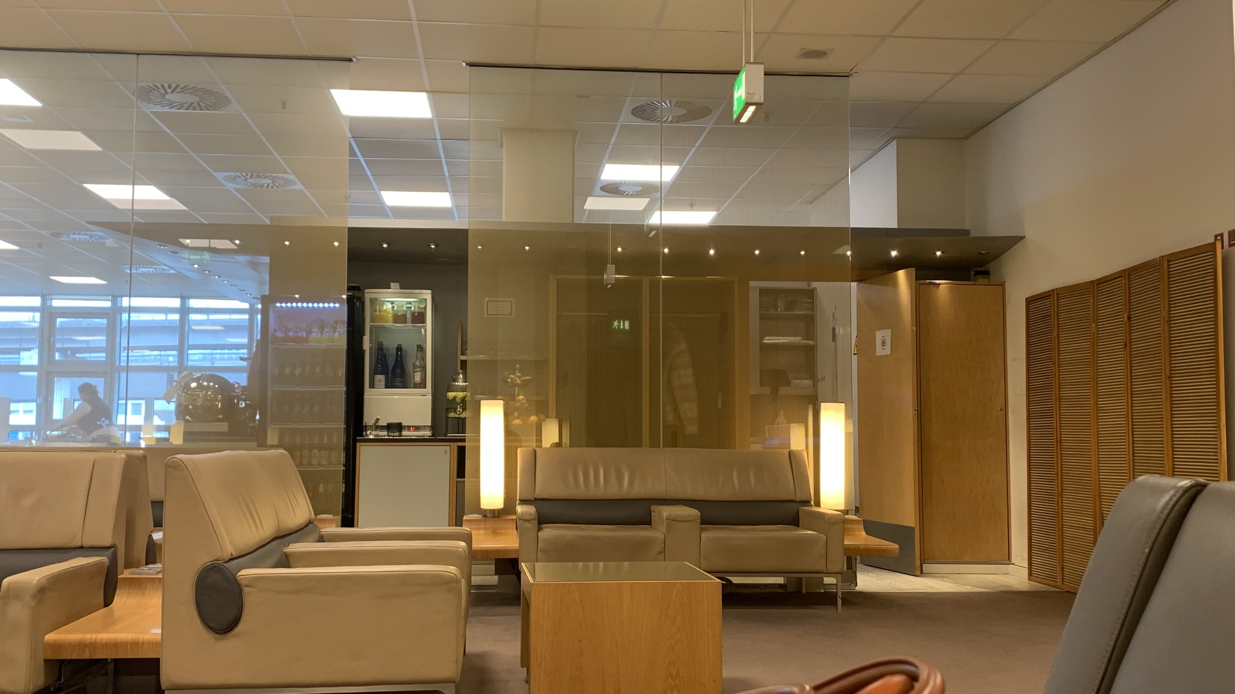 Window seating with runway views